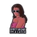 Emaille-Anstecknadel mit Text 'I'M PRETTY AND SMART' und abstraktem weiblichem Design - I'M PRETTY AND SMART I'M A CATCH (QHXZ4494)
