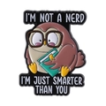 Cute cartoon owl enamel pin with glasses and book featuring humorous quote - Smart Owl Style (QHXZ4537)