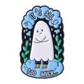 Niedliche Geister-Emaille-Anstecknadel mit Spruch für Halloween Cartoon-Accessoires - Stressbewältigungsstil (IT'S ALL TOO MUCH)