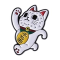 Funny white lucky cat enamel pin with millions of gold coins and running posture - Sweating Running Maneki-Neko (QHXZ4658)