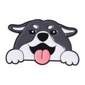 Cute black and white cartoon dog enamel pin featuring a playful husky pup with a tongue out - Husky with Tongue Out (QHXZ4439)