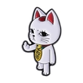Funny white lucky cat enamel pin with golden coin and humorous middle finger gesture - Middle Finger Gesture Maneki-Neko (QHXZ4659)