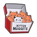 Süße Emaille-Anstecknadel mit fünf Kätzchen in einer rot-weißen Kitten-Nuggets-Box - Kitten Nuggets Stil(QHXZ4564)