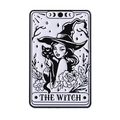 Enamel tarot witch brooch with black cat and moon phases on polished metal pin - Witch And Black Cat Style (QHXZ4561)