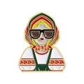 Retro Russian Matryoshka doll enamel brooch with sunglasses and vibrant folk attire - Ethnic Traditional Costume Girl (QHXZ4613)