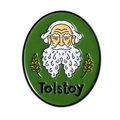 Emaille-Pin mit Leo Tolstoi Porträt und goldenen Ähren auf dunkelgrünem Hintergrund - Tolstoi Grüner Ovaler Porträtstil (QHXZ4617)