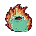 Spilla smaltata con rana dei cartoni animati e fiamme per decorazione di vestiti - Rana di Fiamma (QHXZ4662)