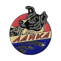 Insigne rond en émail représentant le chien de l'espace Laika, design rétro coloré - Style Commémoratif Laika Rond Rouge Bleu (QHXZ4583)