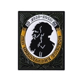 Retro Leo Tolstoi Emaille-Anstecknadel mit Daten 1828-1910 und grünen Blättern - Tolstoi Schwarzer Rechteckiger Silhouettenstil (QHXZ4618)