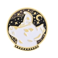 Épingle émaillée chien de l'espace avec tête de chien blanc et chapeau de sorcier étoilé - Style Chien Chapeau de Sorcier Ciel Étoilé Rond (QHXZ4584)
