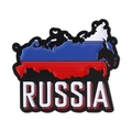 Metal Russia map pin with flag colors and white text, Russian national emblem badge - Russian Map Outline Style (QHXZ4593)