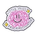 Creatieve Little Miss Procrastinator emaille speld met roze smiley op witte achtergrond - Procrastinator Stijl (QHXZ4616)