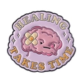 Emaille speldje van een helend brein met Healing Takes Time tekst en paarse rand - Healing Takes Time Hersenen(QHXZ4547)
