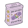 Emaille speldje met Let's Normalize Healing Trauma tekst en regenboogpleister - Genezing van Trauma Normaliseren Doos (QHXZ4548)