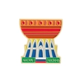 Kasan Wahrzeichen Emaille Pin mit blauen Bögen und orangefarbenem Design in Goldlegierung - Kasan Wahrzeichen Kessel Stil (QHXZ4623)