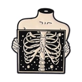 Kreative Emaille-Brosche mit Skelett-Torso und schwarzen Rippen für Kleidung und Taschen - Torso Röntgenbild (QHXZ4676)
