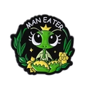 Spilla in smalto mantide con corona gialla e fiori su sfondo nero opaco - Stile Mantide Slogan MAN-EATER (QHXZ4792)
