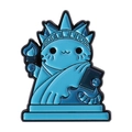Broche en émail créative représentant un chat comme la Statue de la Liberté en bleu - Style Chat Statue de la Liberté (QHXZ4793) / Bleu Ciel