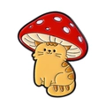 Niedliche Cartoon-Katze mit rotem Pilzhut Emaille-Anstecknadel Accessoire - Pilzhut Orange Katze Stil (QHXZ4672)