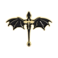 Gothische Emaille-Anstecknadel in Drachenflügel-Optik aus Schwarz und Gold Metall - Schwarz Gold Drachen Stil (QHXZ4684)