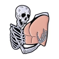 Halloween skeleton hands hugging buttocks cartoon metal pin with black thong design - Skeleton Hugging Buttocks Style (QHXZ4756)