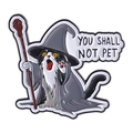 Funny black and white cat wizard enamel pin badge featuring You Shall Not Pet text - Wizard Cat Style (QHXZ4565)