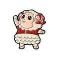 Close-up of cute cartoon sheep enamel pin with intricate metal edges and red shirt detail - Sheep In Red Shirt (QHXZ4763)