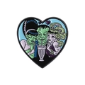 Pin de esmalte en forma de corazón con monstruos retro compartiendo un batido helado - Frankenstein Y La Novia (QHXZ4691)