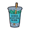 Cartoon-Emaille-Brosche in Form einer Milchteetasse mit frechem spanischem Spruch - Blauer Getränkebecher Stil (QHXZ4725)