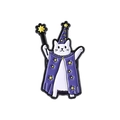Pin's en émail chat magicien blanc avec robe étoilée violette et chapeau pointu - Style Chat Sorcier Magique (QHXZ4840)