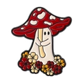 Lindo pin de esmalte de fantasma hongo con colores vibrantes y detalles florales de bosque - Estilo Fantasma Sosteniendo Seta (QHXZ4886)