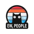 Retro Emaille-Anstecknadel mit schwarzer Katze und dem Spruch 'EW, PEOPLE' - Misanthropischer Slogan PEOPLE Schwarze Katze Stil (QHXZ4928)