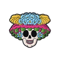Mexikanische Calavera Emaille-Anstecknadel mit Totenkopf und buntem Blumenhut-Motiv - Totenkopf mit geblümtem Zylinder Design (QHXZ4817)