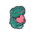 Spilla creativa in smalto con dinosauro verde e cuore rosa per accessori moda - Dinosauro Verde che Tiene il Cuore (QHXZ4876)