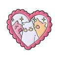 Broche cœur en émail avec trois chats de dessin animé colorés et étoiles sur fond blanc - Trois Chats de Dessin Animé Style (QHXZ4934)