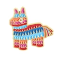 Farbenfrohe Piñata Pony Emaille-Anstecknadel mit bunten Streifen und goldenen Konturen - Bunter Piñata-Stil (QHXZ4917)