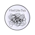 Spilla smaltata astratta con testo I Feel Like This e linee intrecciate minimaliste - Motivo I Feel Like This (QHXZ4866)