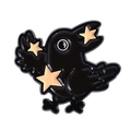 Cartoon black crow enamel pin with stars, funny minimalist bird lapel badge accessory - Qhxz4694