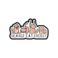 Set di spille smaltate gatto arancione con testo Orange Cat Energy su sfondo bianco - Gatto Arancione in Quattro Pose (QHXZ4877)