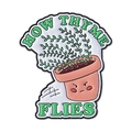 Pin's émaillé avec plante en pot grincheuse et texte 'HOW THYME FLIES' sur fond blanc - How Thyme Flies (QHXZ4415)