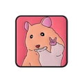 Spilla smaltata con criceto cartoon su sfondo rosa e gesto rock per zaini e abiti - Stile Criceto Rosa Segno Rock (QHXZ4894)
