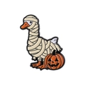 Grappige Halloween emaille speld met een mummiegans en een pompoenlantaarn decor - Mumiestijl Eend (QHXZ4812)