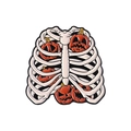 Whimsical Halloween skeleton ribs and orange pumpkins enamel pin for gothic clothing - Ribcage Pumpkin Style (QHXZ4837)