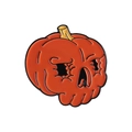 Halloween pumpkin skull enamel pin in vibrant orange and black metal finish - Pumpkin Skull Style (QHXZ4838)