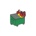 Spilla smaltata cassonetto in fiamme con fuoco rosso e giallo stile cartone - Stile Cassonetto in Fiamme Verde (XZ3276)