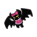 Cute black bat skull enamel pin with pink bow and heart dress design accessory - Cute Bat with Bow (QHXZ4959)
