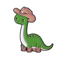 Cartoon green dinosaur enamel pin with cowboy hat and boots, cute metal badge gift - Cowboy Boots Dinosaur Style (QHXZ4758)