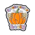 Funny Halloween pumpkin enamel pin featuring skeleton hands and Spooktacular booty text - Booty Pumpkin Style (QHXZ4943)