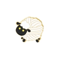 Cartoon sheep alpaca enamel pin with white yarn body design and golden metal edges - Yarn Ball Sheep (xz3850)