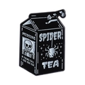 Broche en émail brique de lait Spider Tea noir et blanc avec motif tête de mort - Design Thé de l'Araignée (QHXZ4864)